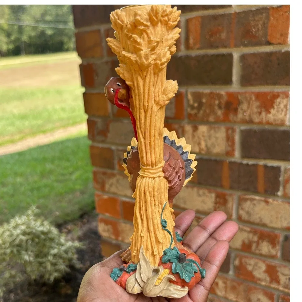 Rare Turkey Candle Holder Set Fall Harvest festive vintage holiday decor